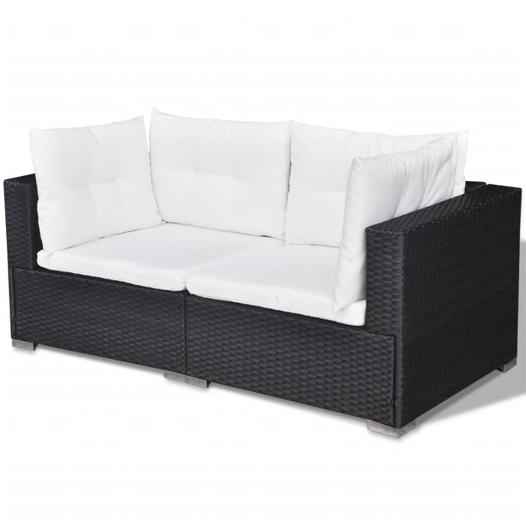 6 Piece Garden Lounge Set with Cushions Poly Rattan Black