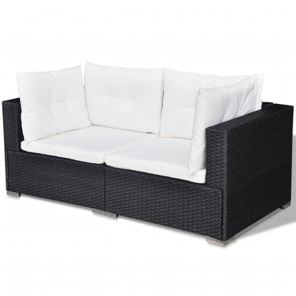 6 Piece Garden Lounge Set with Cushions Poly Rattan Black