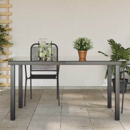 Garden Table Black 150x90x74 cm Aluminium and Glass