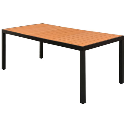 Garden Table Brown 185x90x74 cm Aluminium and WPC