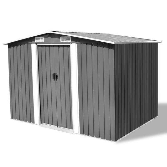 Garden Storage Shed Grey Metal 257x205x178 cm