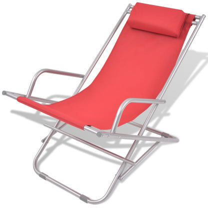 Reclining Deck Chairs 2 pcs Steel Red