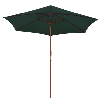 Garden Parasol 270x270 cm Wooden Pole Green