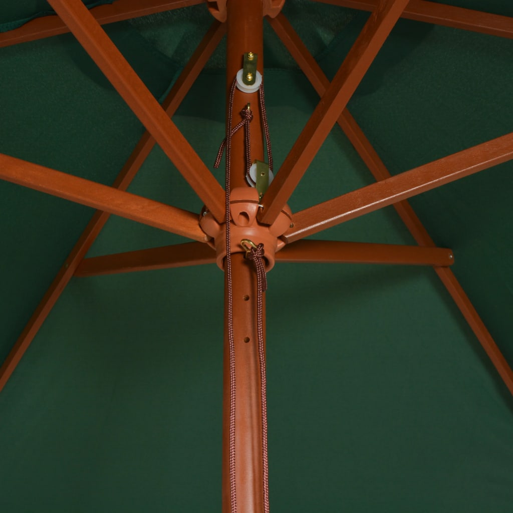 Garden Parasol 270x270 cm Wooden Pole Green