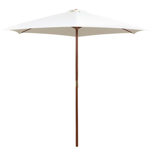 Garden Parasol 270x270 cm Wooden Pole Cream White