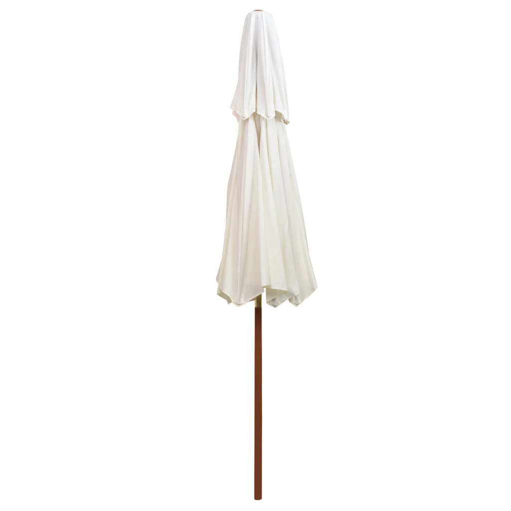 Double Decker Garden Parasol 270x270 cm Wooden Pole Cream White