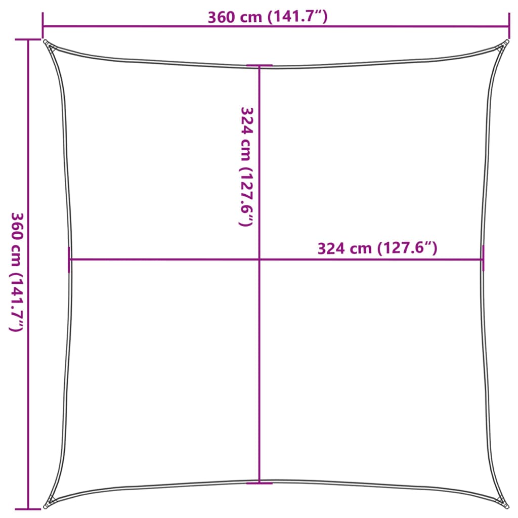 Sunshade Sail HDPE Square 3.6x3.6 m White