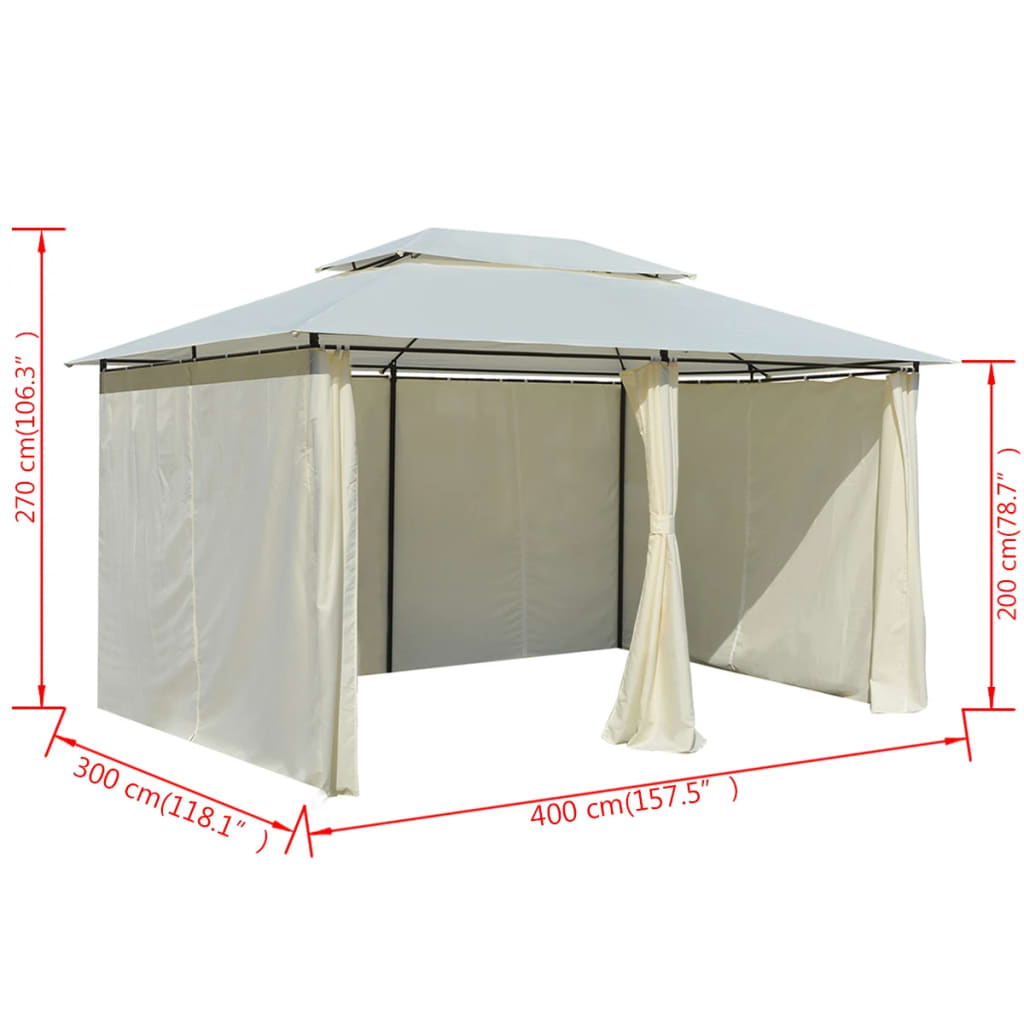 Garden Marquee with Curtains 4x3 m White