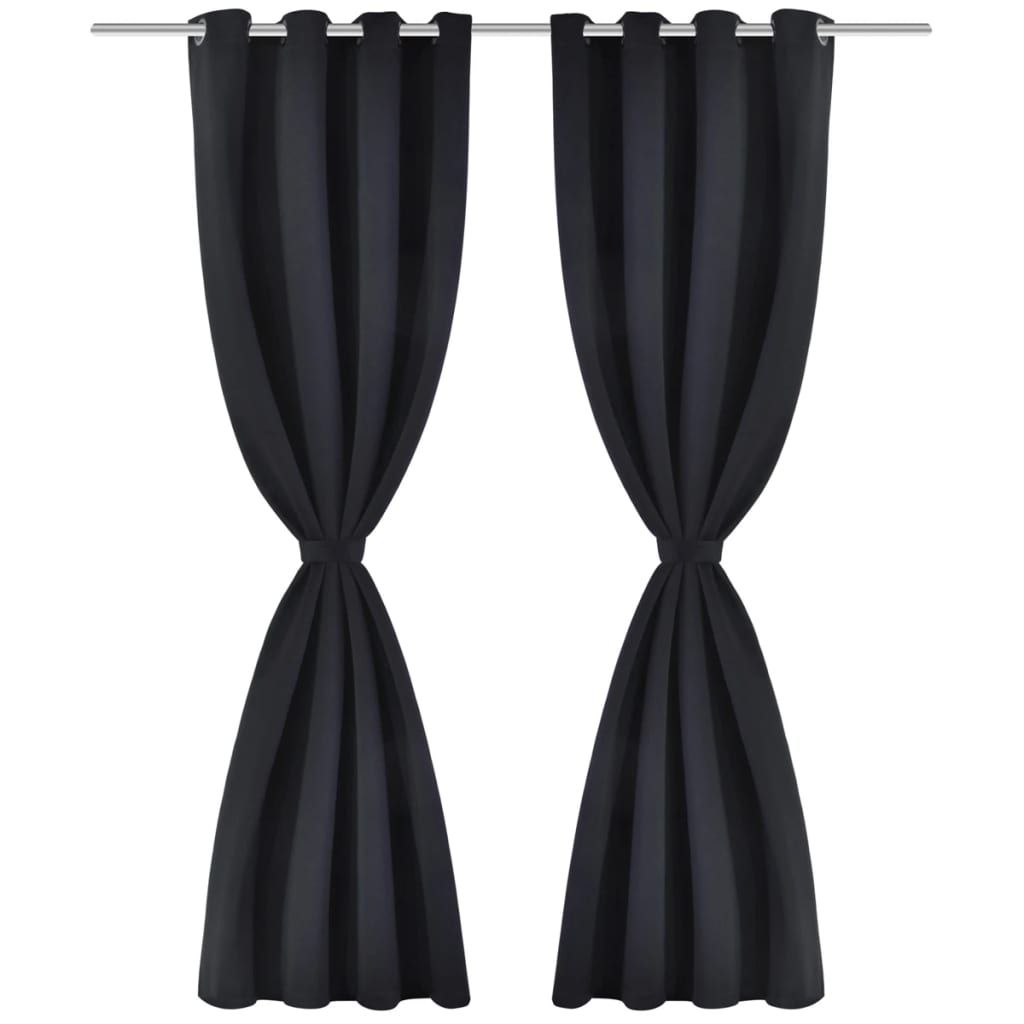 Blackout Curtains 2 pcs with Metal Eyelets 135x175 cm Black