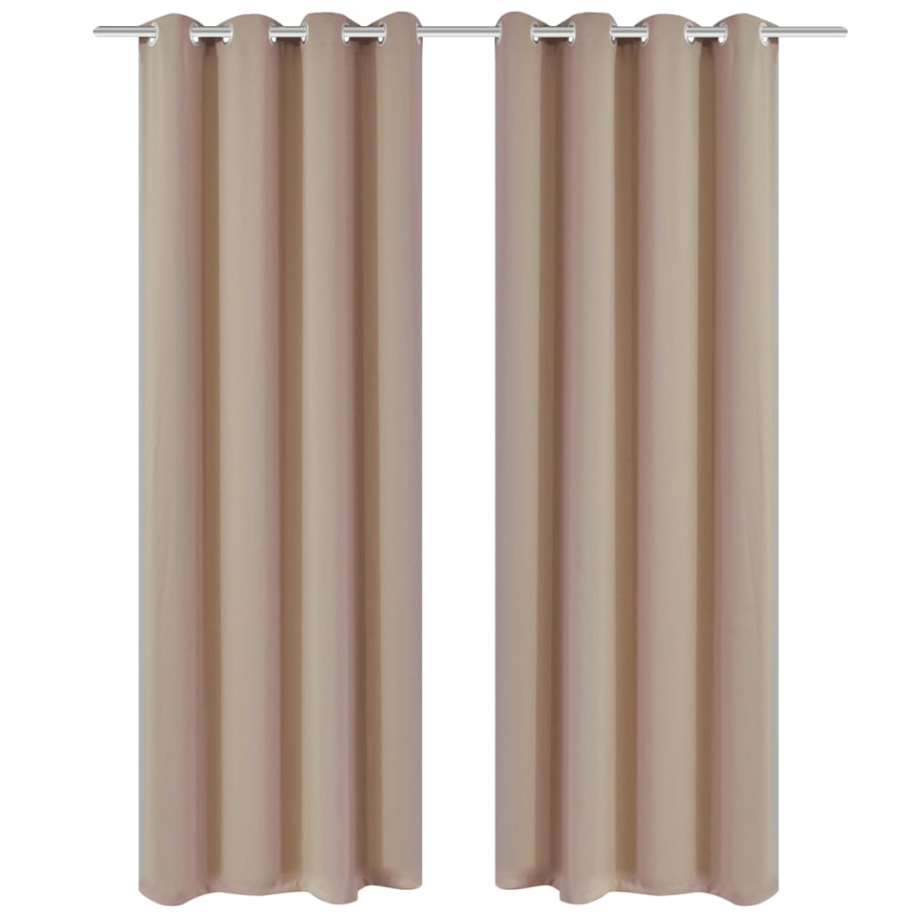 Blackout Curtains 2 pcs with Metal Eyelets 135x175 cm Cream