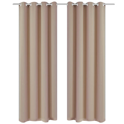 Blackout Curtains 2 pcs with Metal Eyelets 135x175 cm Cream