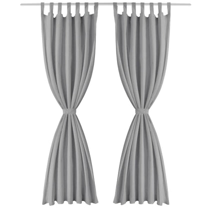 Micro-Satin Curtains 2 pcs with Loops 140x225 cm Grey