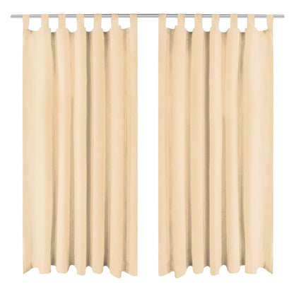 Micro-Satin Curtains 2 pcs with Loops 140x175 cm Beige