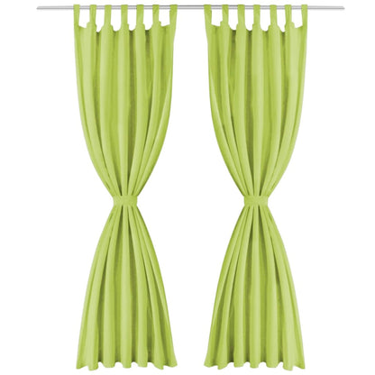 Micro-Satin Curtains 2 pcs with Loops 140x175 cm Green