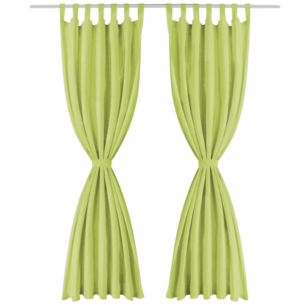 Micro-Satin Curtains 2 pcs with Loops 140x245 cm Green