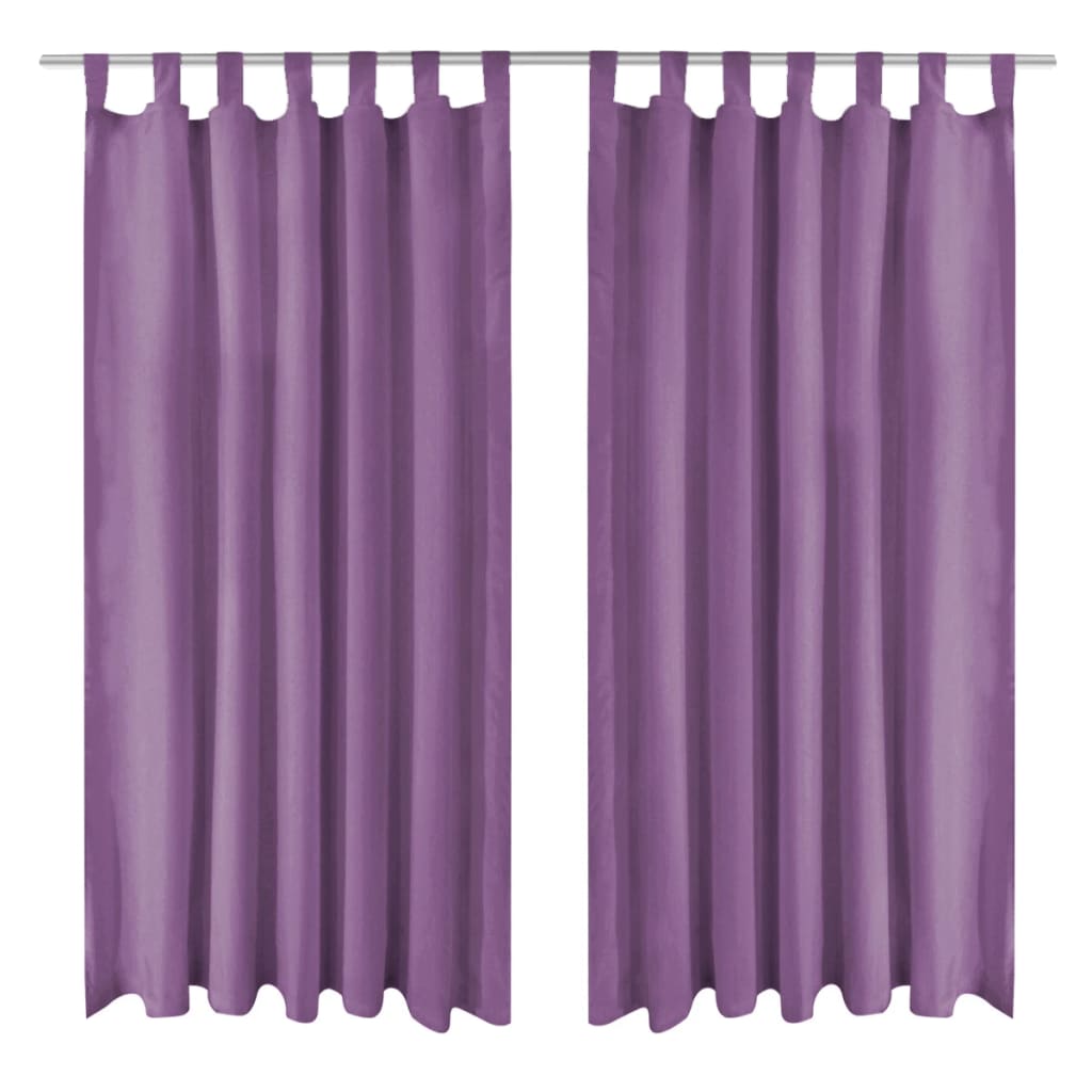 Micro-Satin Curtains 2 pcs with Loops 140x225 cm Lilac