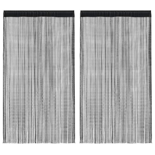 String Curtains 2 pcs 140x250 cm Black