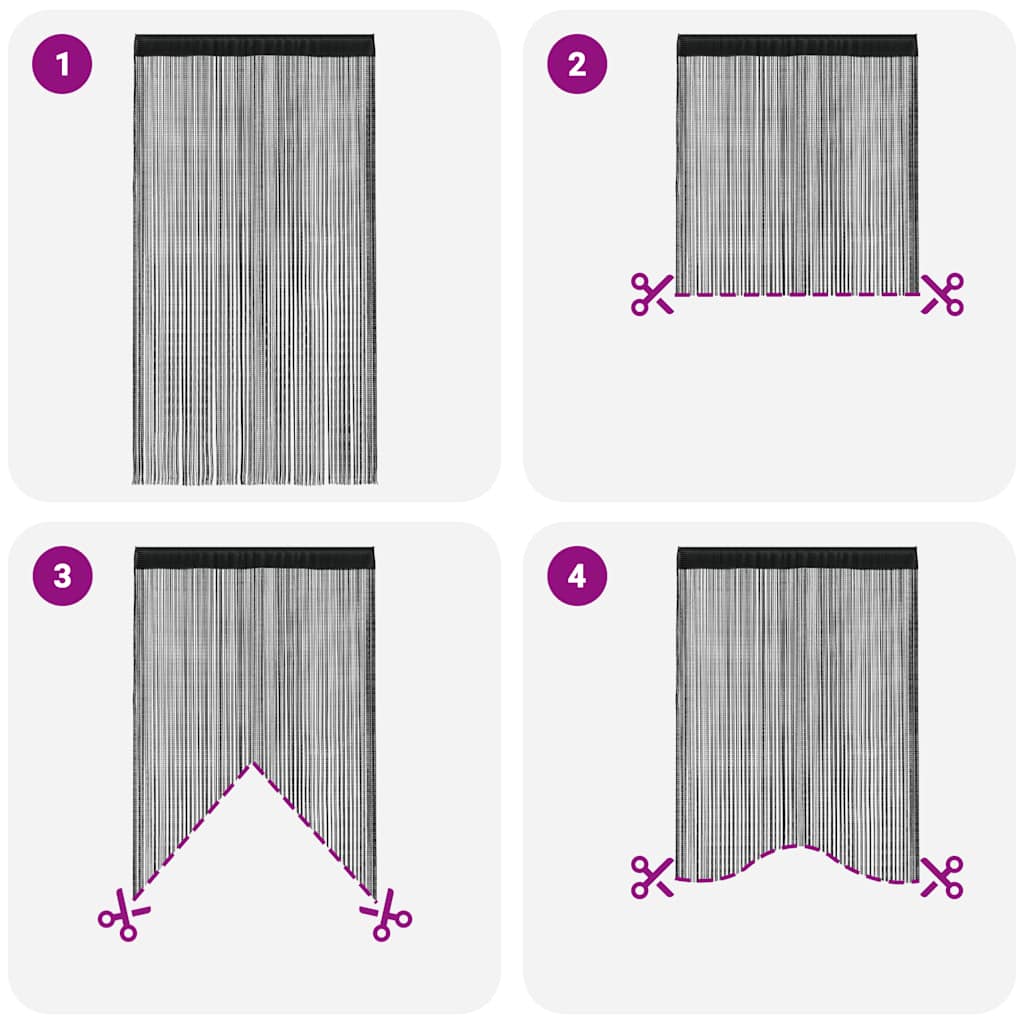 String Curtains 2 pcs 140x250 cm Black