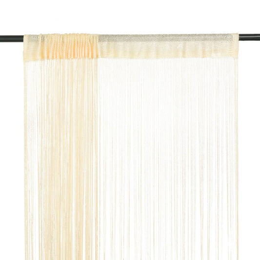 String Curtains 2 pcs 100x250 cm Cream