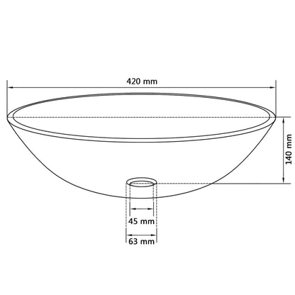 Basin Tempered Glass 42 cm Frosted