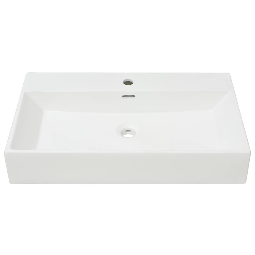 Basin with Faucet Hole Ceramic White 76x42.5x14.5 cm