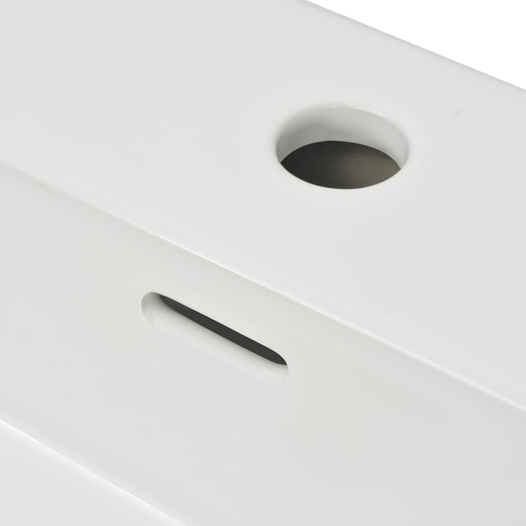 Basin with Faucet Hole Ceramic White 76x42.5x14.5 cm