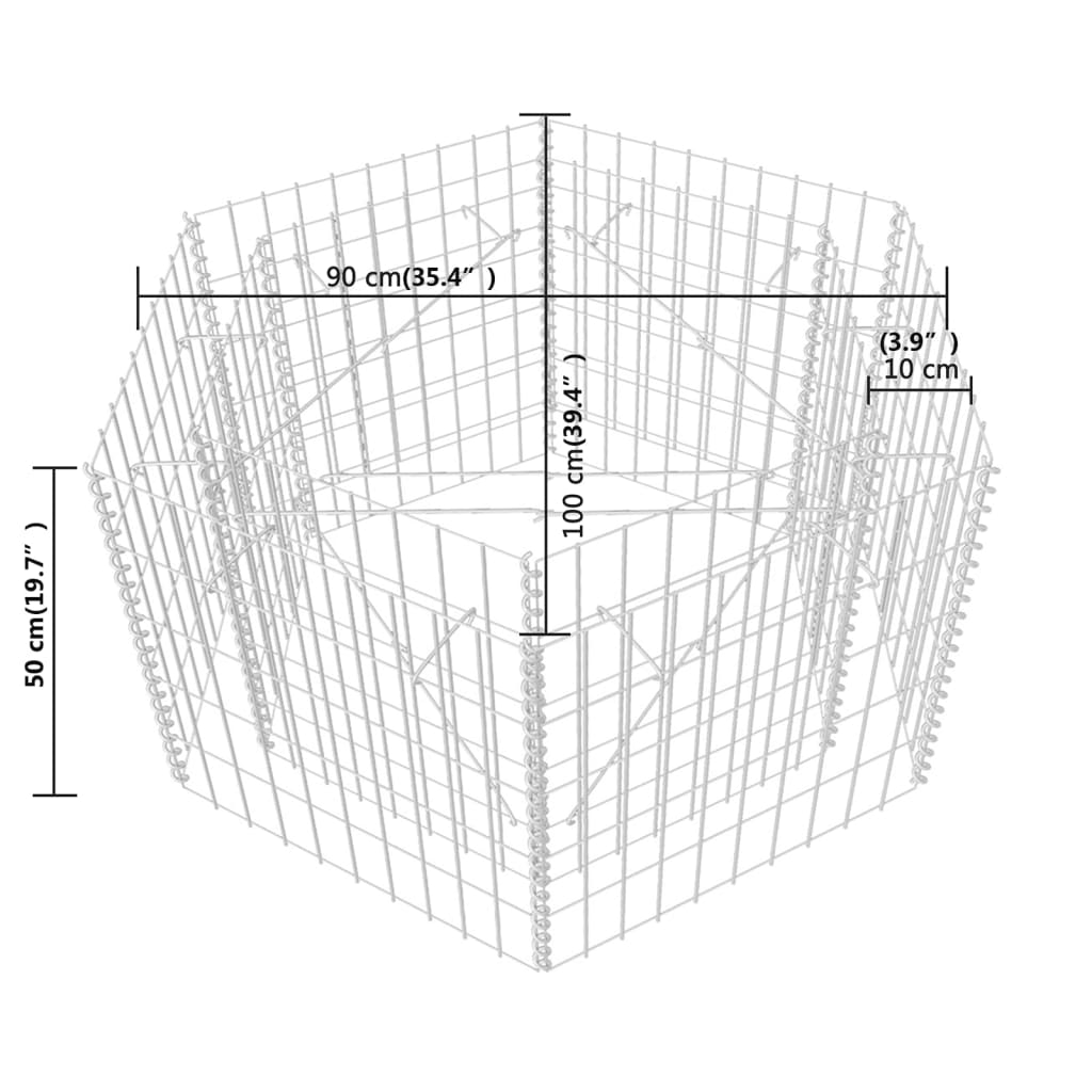 Hexagonal Gabion Raised Bed 100x90x50 cm