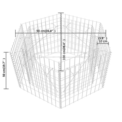 Hexagonal Gabion Raised Bed 100x90x50 cm