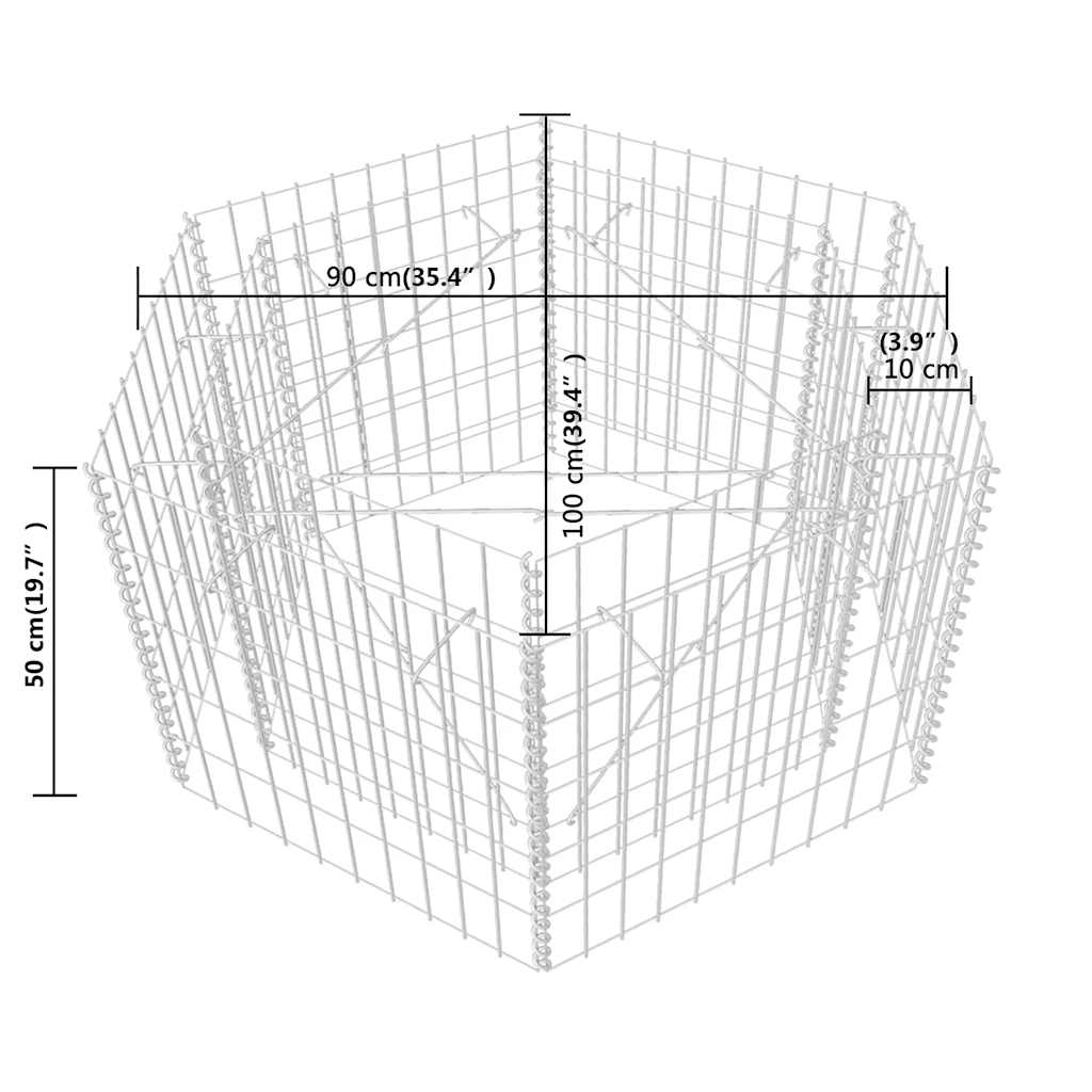 Hexagonal Gabion Raised Bed 100x90x50 cm