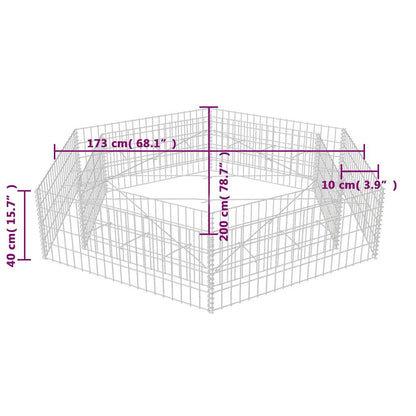 Hexagonal Gabion Raised Bed 200x173x40 cm