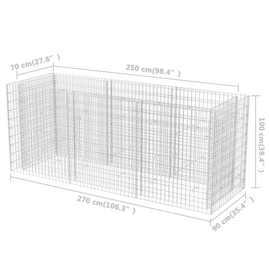 Gabion Raised Bed Steel 270x90x100 cm