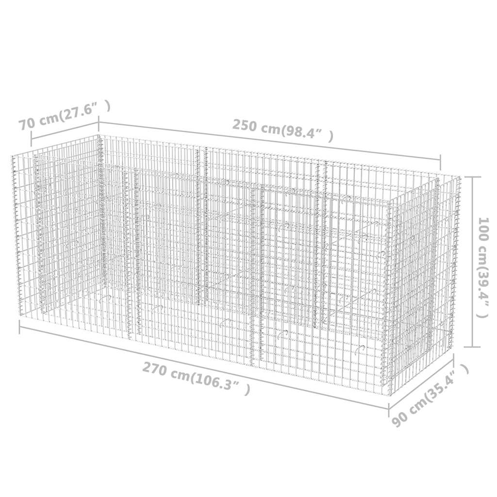 Gabion Raised Bed Steel 270x90x100 cm