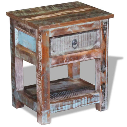 Side Table with 1 Drawer Solid Reclaimed Wood 43x33x51 cm