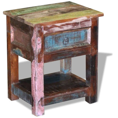 Side Table with 1 Drawer Solid Reclaimed Wood 43x33x51 cm