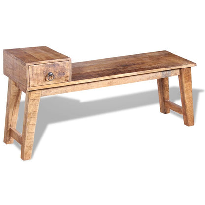 Bench with Drawer Solid Mango Wood 120x36x60 cm