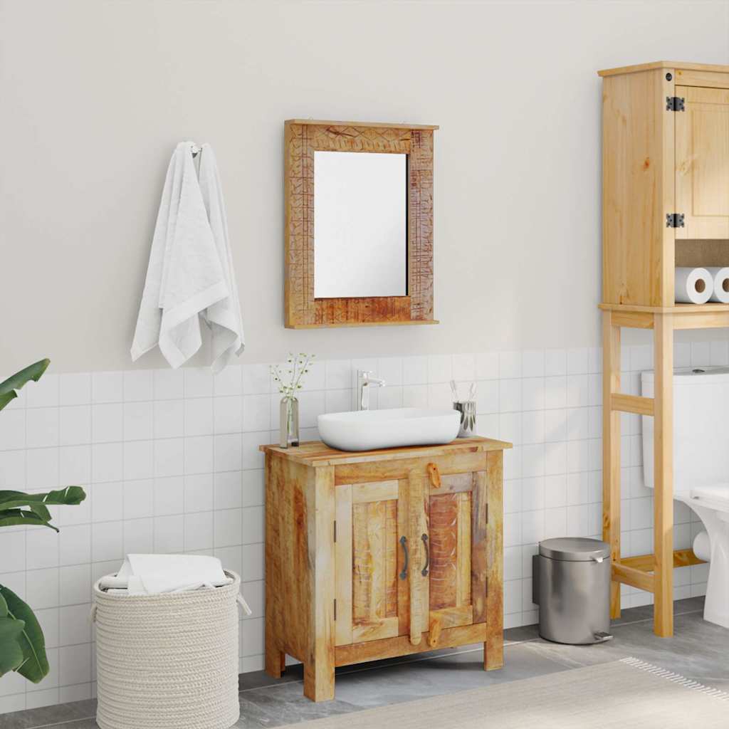 Bathroom Vanity Cabinet with Mirror Solid Mango Wood