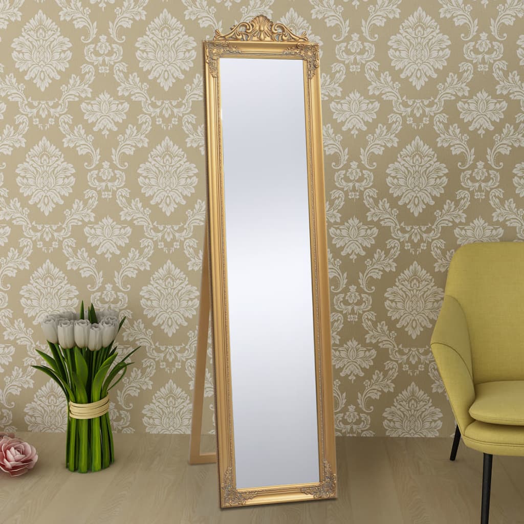 Free-Standing Mirror Baroque Style 160x40 cm Gold