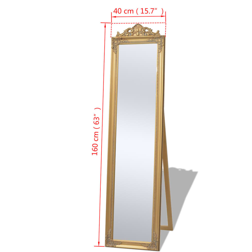 Free-Standing Mirror Baroque Style 160x40 cm Gold