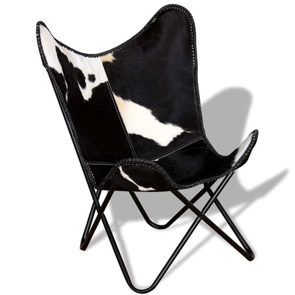 Butterfly Chair Black and White Real Cowhide Leather