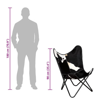 Butterfly Chair Black and White Real Cowhide Leather