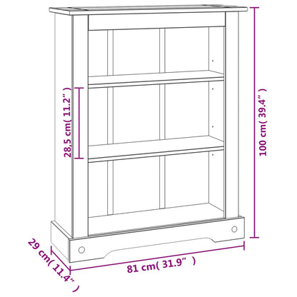 3-Tier Bookcase Mexican Pine Corona Range 80x29x100 cm