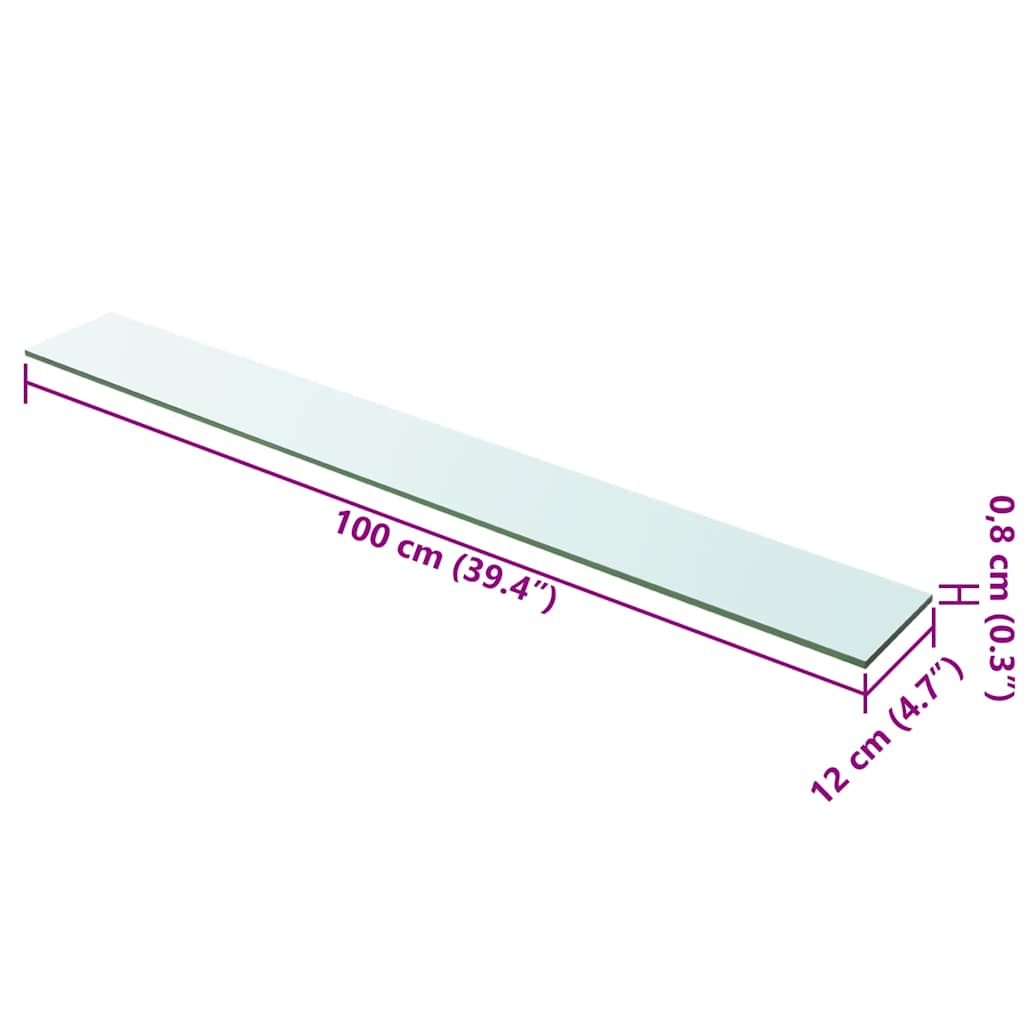 Shelf Panel Glass Clear 100x12 cm