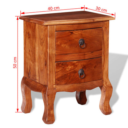 Nightstand with Drawers Solid Acacia Wood