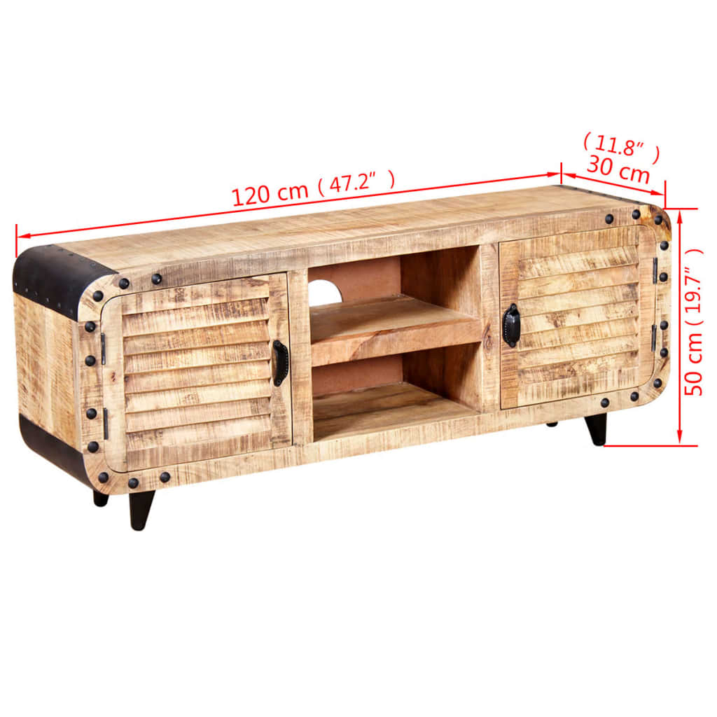 TV Cabinet Rough Mango Wood 120x30x50 cm