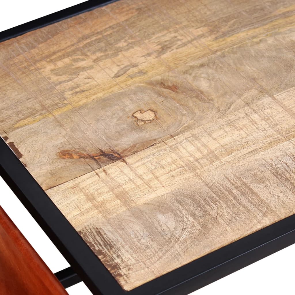 Coffee Table with Genuine Leather Magazine Holder 110x50x45 cm