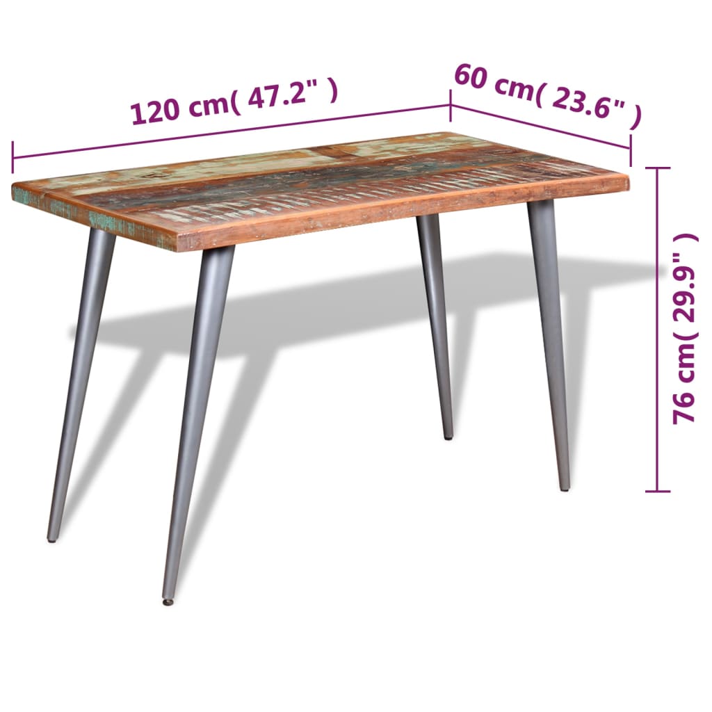 Dining Table Solid Reclaimed Wood 120x60x76 cm