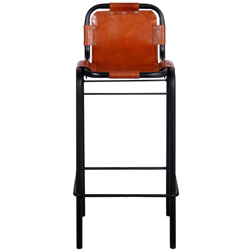 Bar Stools 2 pcs Real Leather