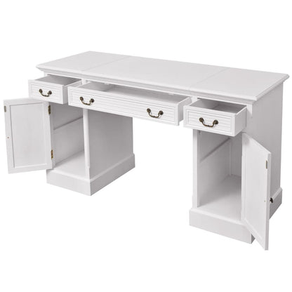 Double Pedestal Desk White 140x48x80 cm