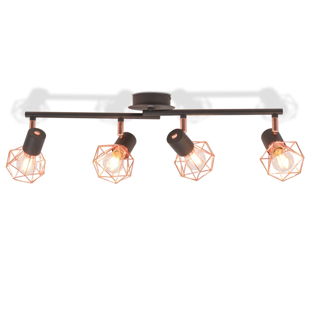 Ceiling Lamp with 4 Spotlights E14 Black and Copper