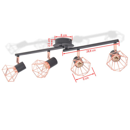 Ceiling Lamp with 4 Spotlights E14 Black and Copper